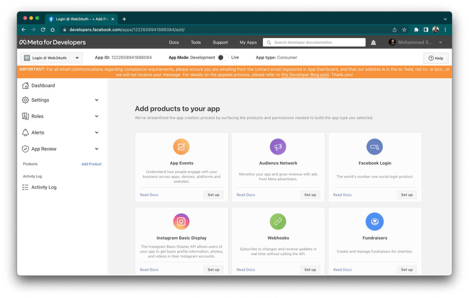 Facebook Login product setup
